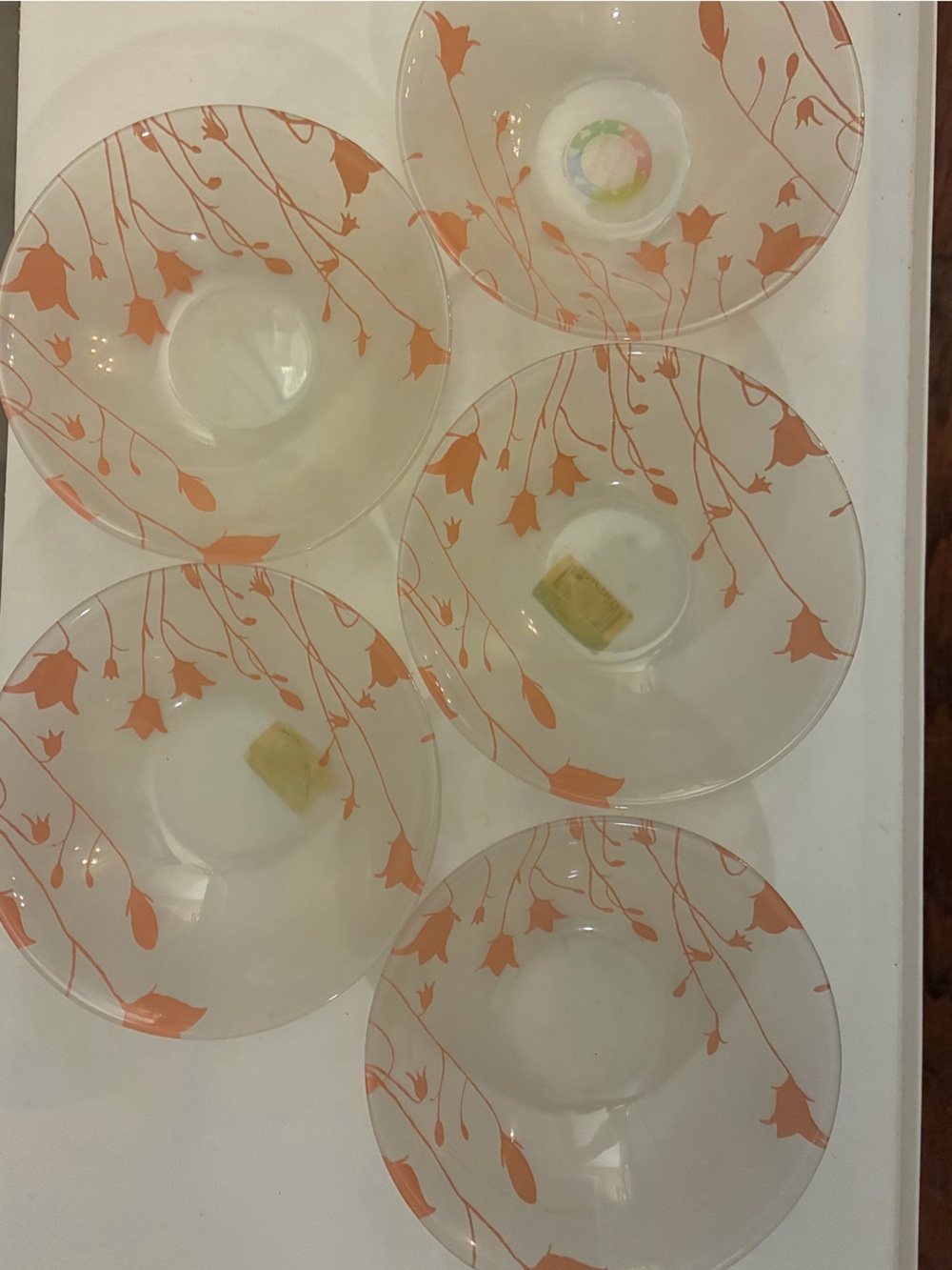 Set Of 5 1980s Arcoroc France Frosted Satin Pink Tulip Glass Dessert Bowls
